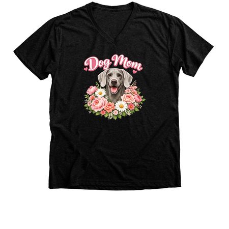 Silver Blooms & Weim Kisses ? Dog Mom Collect, a Black Heather Premium V-Neck Tee