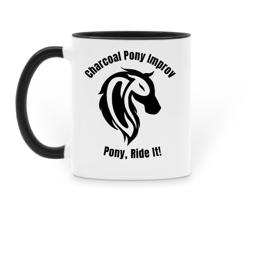 Charcoal Pony Mugs!, a Black Two-Tone Ceramic Mug (back-view)