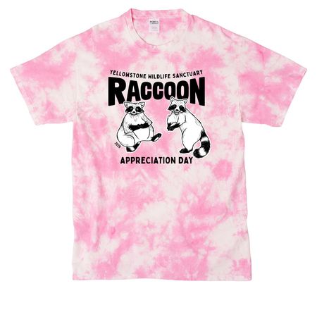 Raccoon Appreciation Day, a Bright Pink Crystal Tie Dye Tee