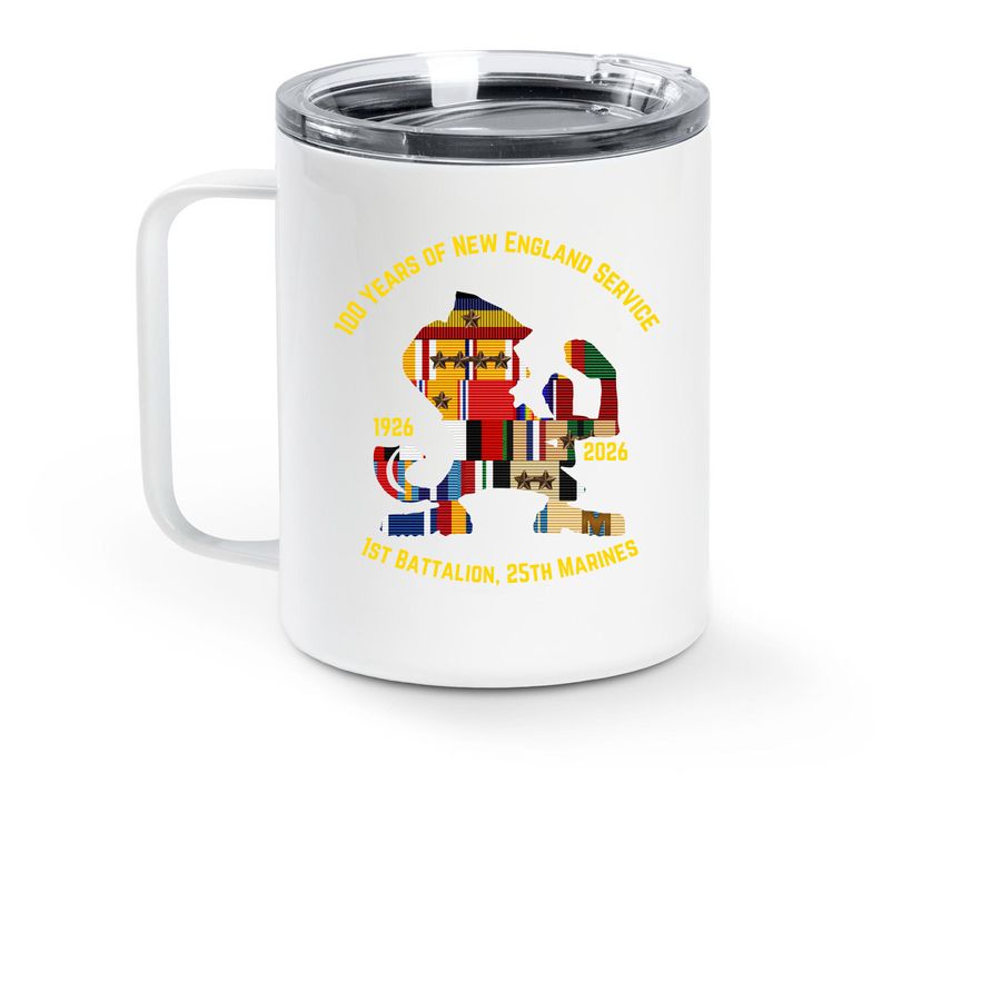 2026 Reunion Gear, a White Stainless Steel Travel Mug (back-view)