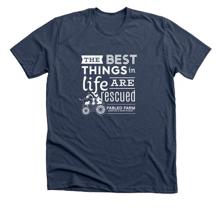 The Best Things in Life, a Heather Navy Premium Unisex Tee