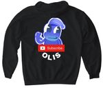Original Olis Merch, a Black Gildan Softstyle Pullover Hoodie (back-view)