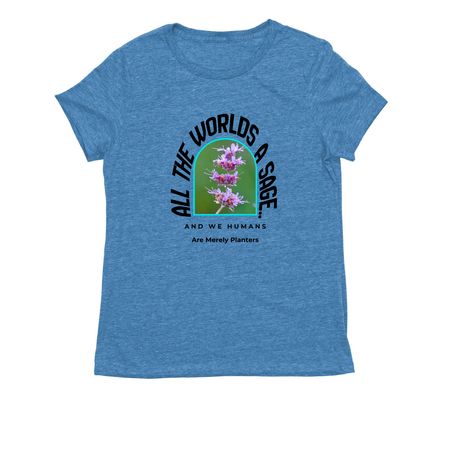 More All the Worlds a sage&nbsp;, a Azure Blue Allmade Eco Triblend Women?s Tee