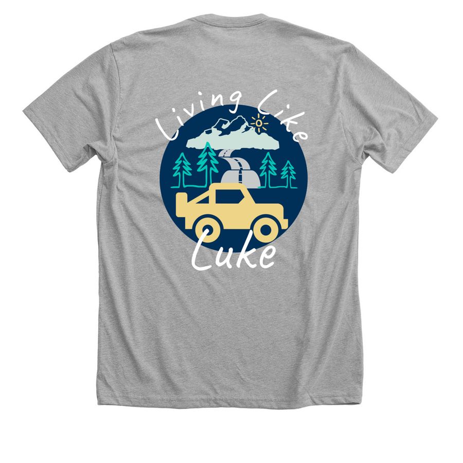 LukeStrong 2019 "Living Like Luke" Design, a Athletic Heather Premium Unisex Tee (back-view)