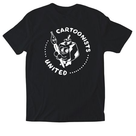 Cartoonists United Logo (Dark), a Black Softstyle Cotton Tee