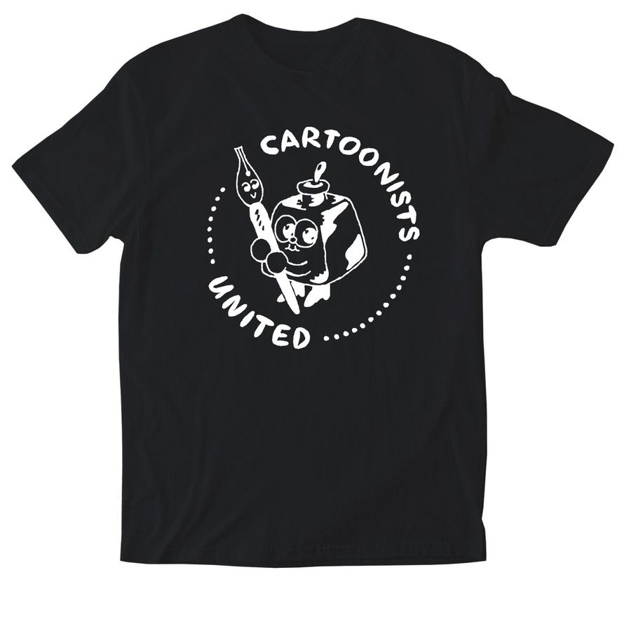 Cartoonists United Logo (Dark), a Black Softstyle Cotton Tee