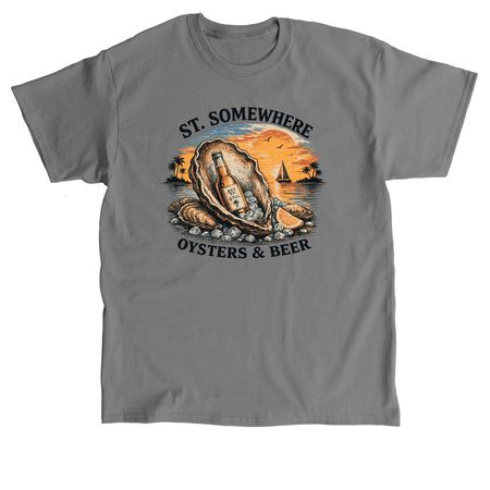 Oysters and Beer, a Charcoal Classic Unisex Tee