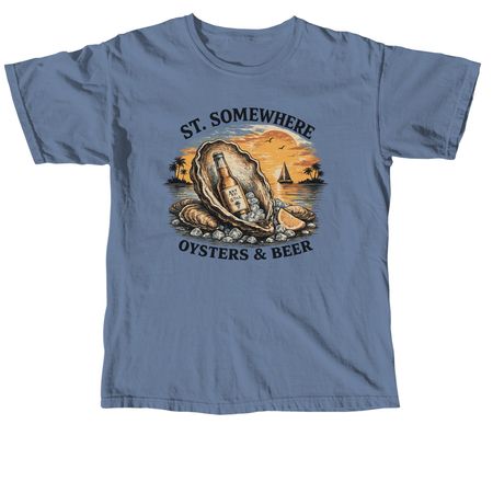 Oysters and Beer, a Blue Jean Comfort Colors Unisex Tee