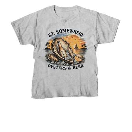 Oysters and Beer, a Sport Grey Youth Unisex Tee