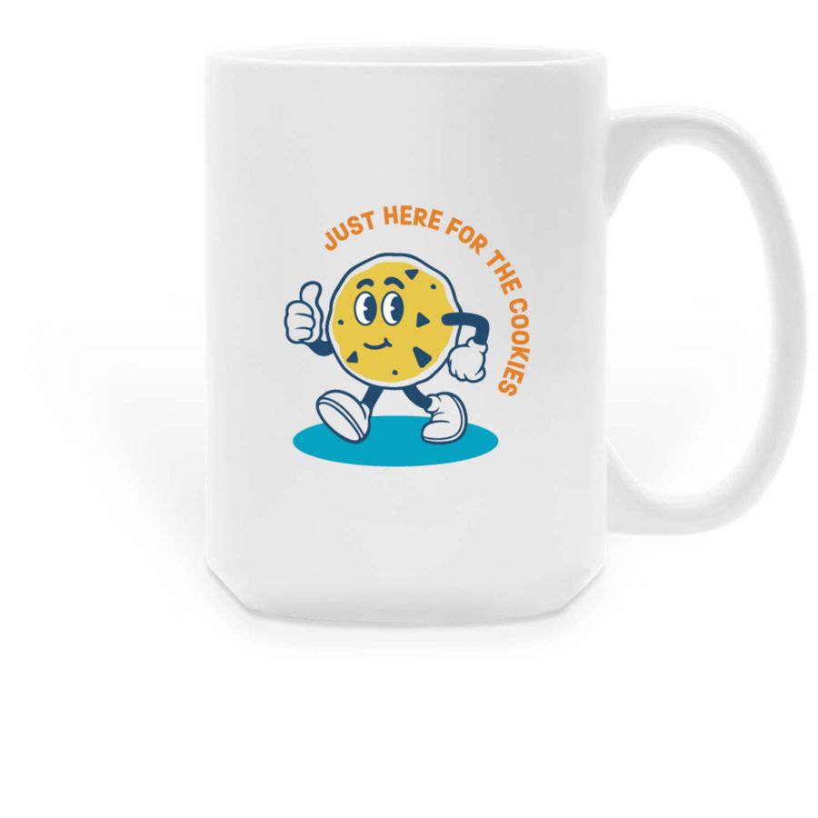 Here for the Cookies Mug, a White Large Coffee Mug