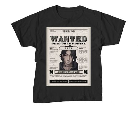 WANTED POSTER: CROW, a Black Youth Unisex Tee