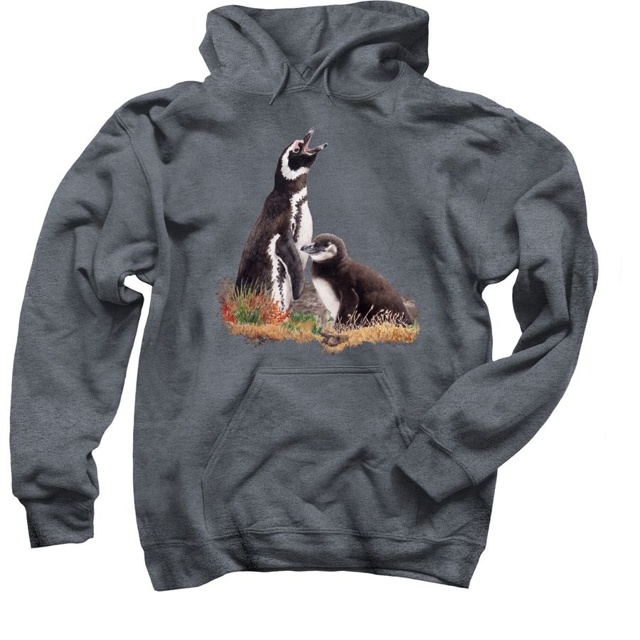 Magellanic Penguin-White Logo, a Dark Heather Pullover Hoodie