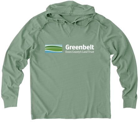 Greenbelt Men's Tops, a Lichen Green Allmade Organic Cotton Mineral Dye Hoodie Tee
