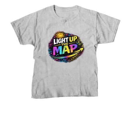 Light Up The Map, a Sport Grey Youth Unisex Tee