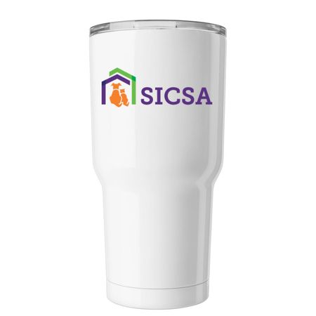 Cool Cats Tumbler, a White Insulated Tumbler (back-view)