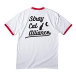 Stray Cat Alliance - Rescued, a White/ Red Cotton Ringer Tee (back-view)