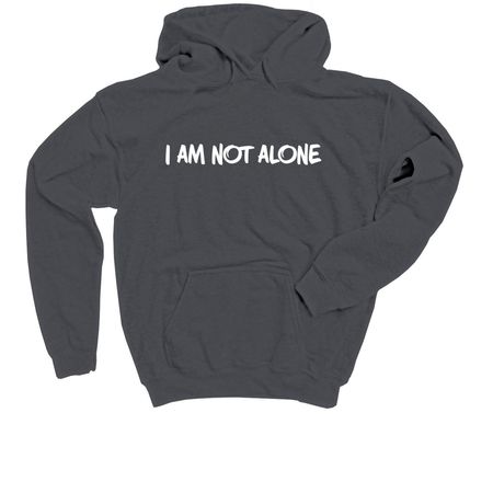 I am not alone (front only), a Charcoal Youth Pullover Hoodie