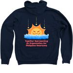 QC TROPA Merch 2026, a Navy Zip Up Hoodie (back-view)