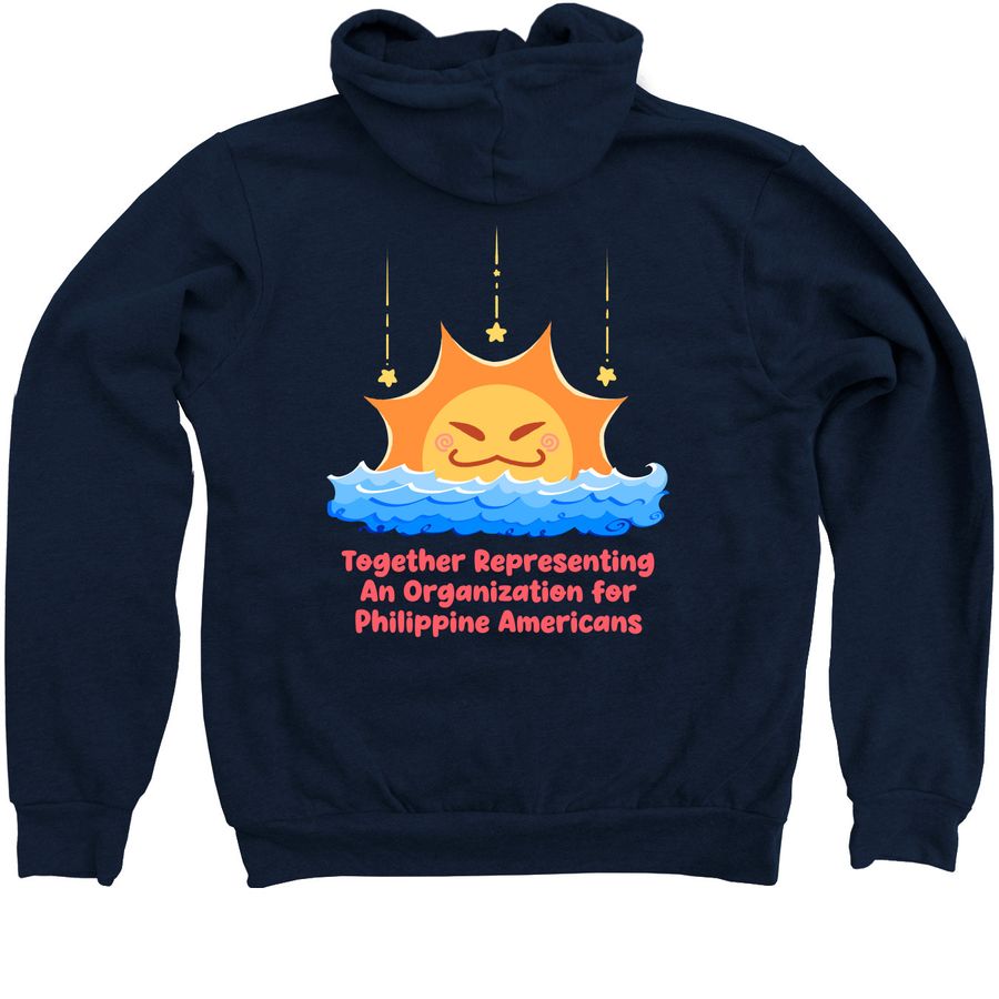 QC TROPA Merch 2026, a Navy Zip Up Hoodie (back-view)
