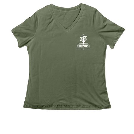 Friends of Prescott Public Library Shirts, a Military Green Women's Relaxed V-Neck Tee