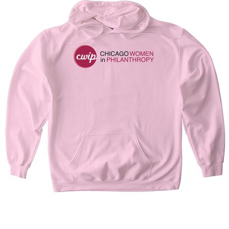 Chicago Women in Philanthropy&nbsp;(black text), a Light Pink Gildan Softstyle Pullover Hoodie
