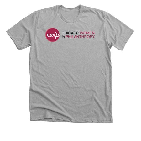 Chicago Women in Philanthropy&nbsp;(black text), a Athletic Heather Premium Unisex Tee