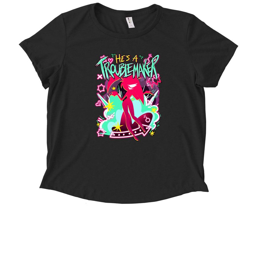 Hazbin Hotel Halloween Merch 2026, a Deep Black Allmade Eco Triblend Women?s Scoop Neck Tee