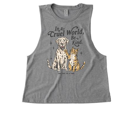 In A Cruel World, Be Kind, a Aluminum Grey Allmade Eco Triblend Women?s Muscle Tank