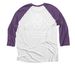 Peace Love Farm Family, a Purple Rush and Heather White 3/4 Sleeve Baseball Tee (back-view)