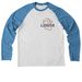 Louis' heart, a Azure Blue/ Bright White Allmade Eco Triblend Colorblock Raglan Long Sleeve Tee