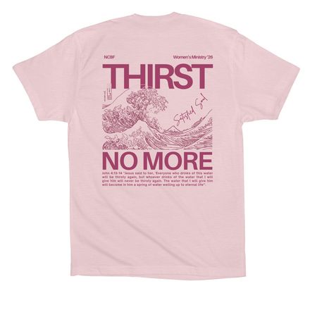 Satisfied - Pink, a Soft Pink Premium Cotton Tee (back-view)