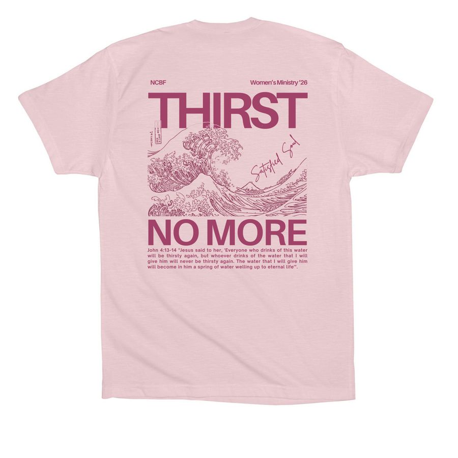 Satisfied - Pink, a Soft Pink Premium Cotton Tee (back-view)
