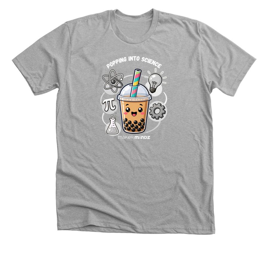 Popping into Science, a Athletic Heather Premium Unisex Tee