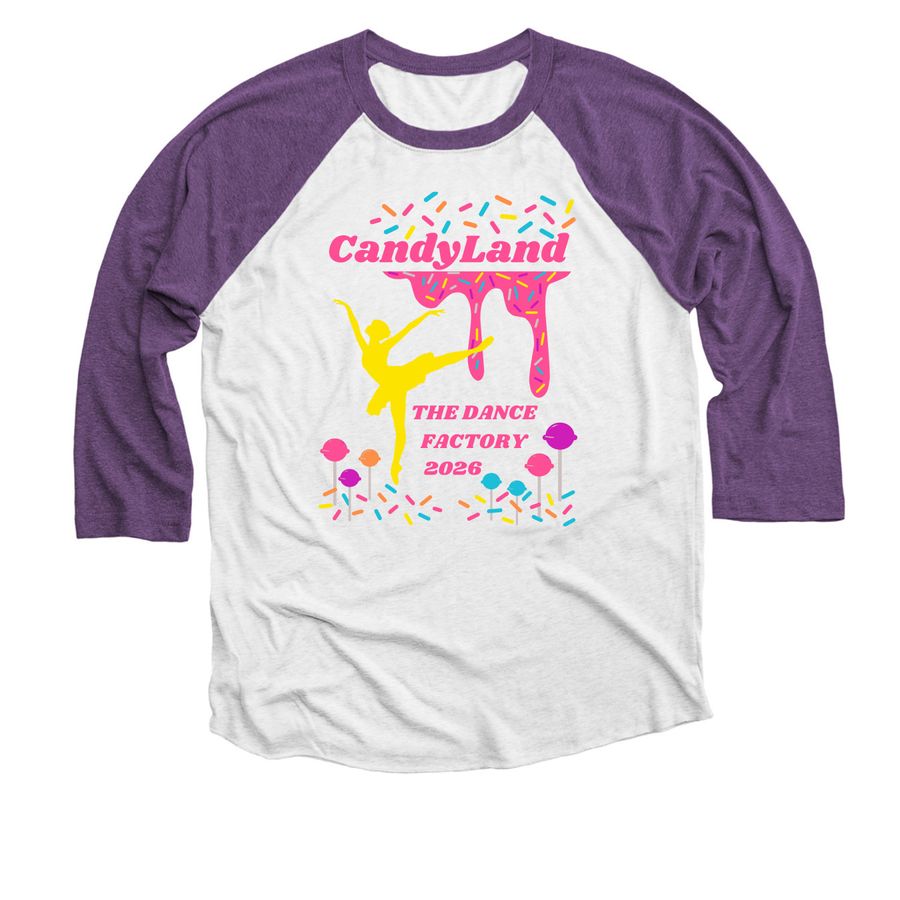 The Dance Factory Showcase 2026, a Purple Rush and Heather White 3/4 Sleeve Baseball Tee