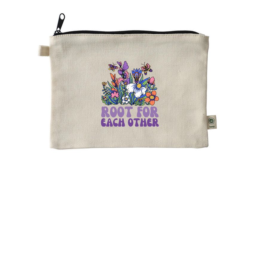 Root For Each Other, a Natural 9"x7" Hemp Blend Pouch