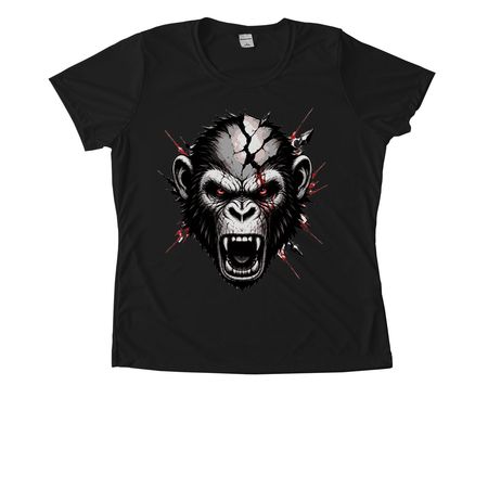 Angry Shattered Monkey, a Black Women's Performance Tee