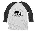 FCVA Merch!, a Black and Heather White 3/4 Sleeve Baseball Tee (back-view)