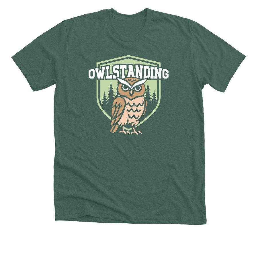 Owlstanding, a Heather Forest Premium Unisex Tee