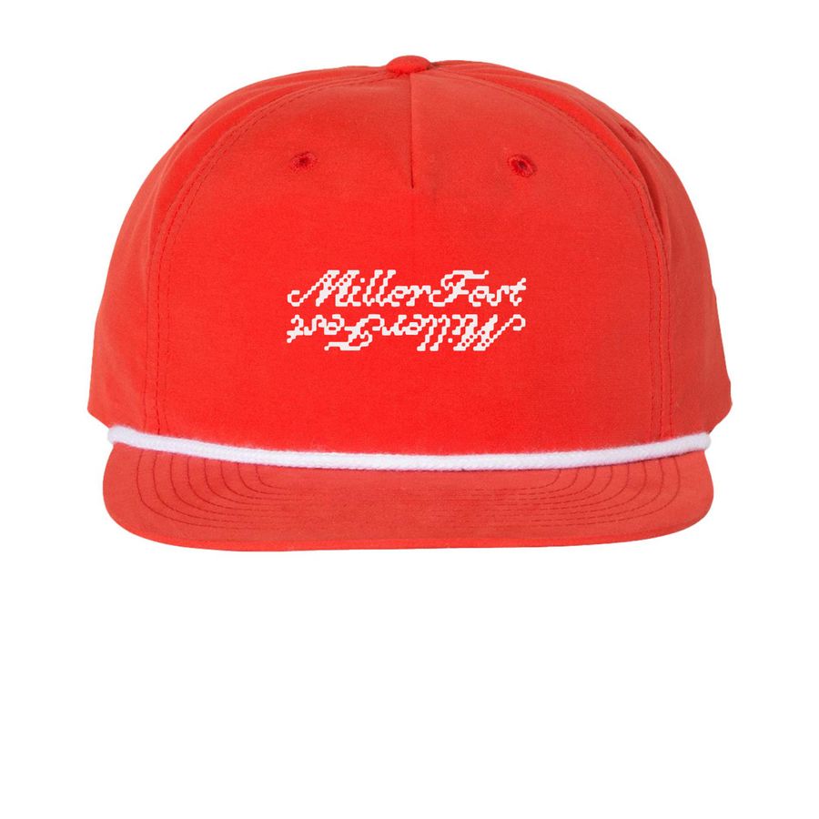 MillerFest Hat, a Red/ White Printed Umpqua Snapback Cap
