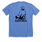 Decaf "Bluish-Green", a Heather Columbia Blue Premium Unisex Tee (back-view)