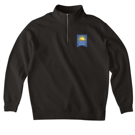 Kindness Inspires Zip Up, a Black Midweight Quarter Zip Pullover