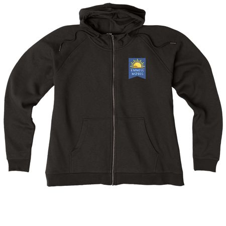 Kindness Inspires Zip Up, a Deep Black Allmade Women?s Organic CVC Zip-Up Hoodie