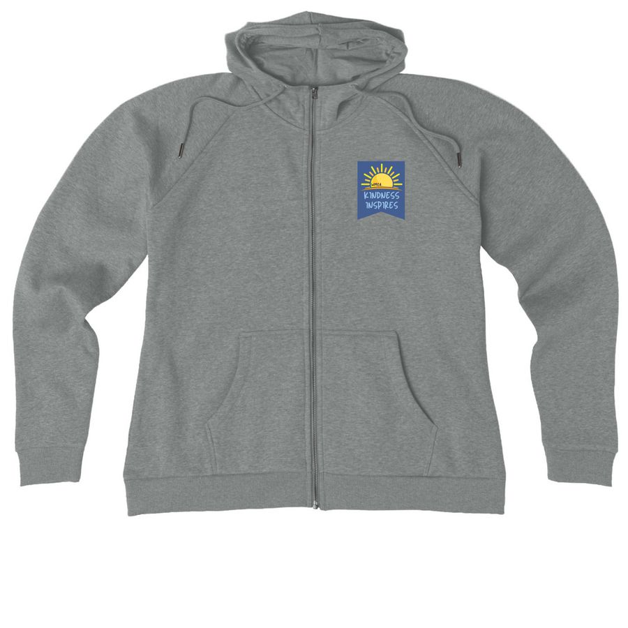 Kindness Inspires Zip Up, a Aluminum Grey Heather Allmade Women?s Organic CVC Zip-Up Hoodie