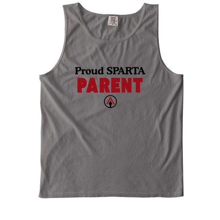 Proud SPARTA Parent, a Grey Comfort Colors Tank Top