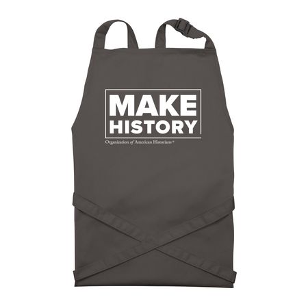Make History Apron, a Dark Grey Recycled Bib Apron