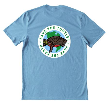 TRL Earth Day/World Turtle Day ECO-MERCH, a Arctic Blue Allmade Heavyweight Recycled Cotton Tee (back-view)