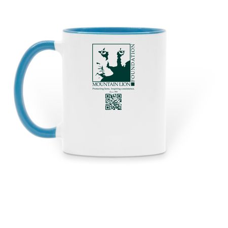 Protecting America's Lion, a Light Blue Two-Tone Ceramic Mug (back-view)