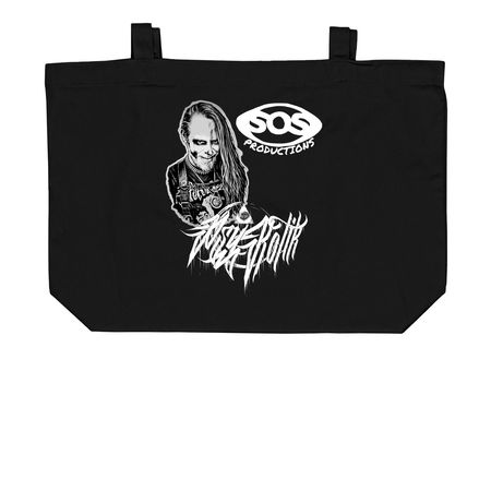 Want a hand basket?, a Black Large Organic Cotton Tote Bag