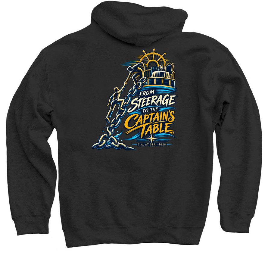 Steerage to Captain's Table Jackets, a Black Pullover Hoodie (back-view)