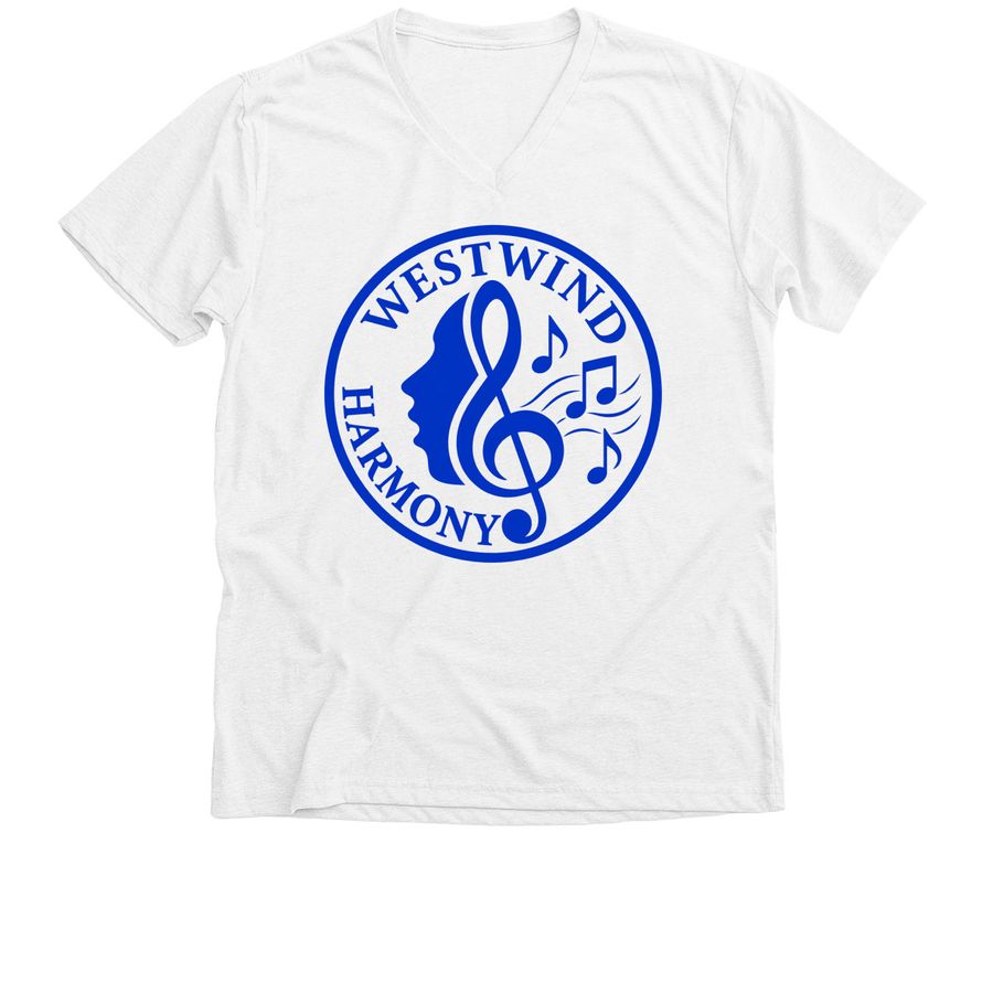 WHC Blue Logo, a Solid White Blend Premium V-Neck Tee